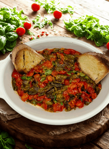 Shishito Peppers with cherry tomatoes